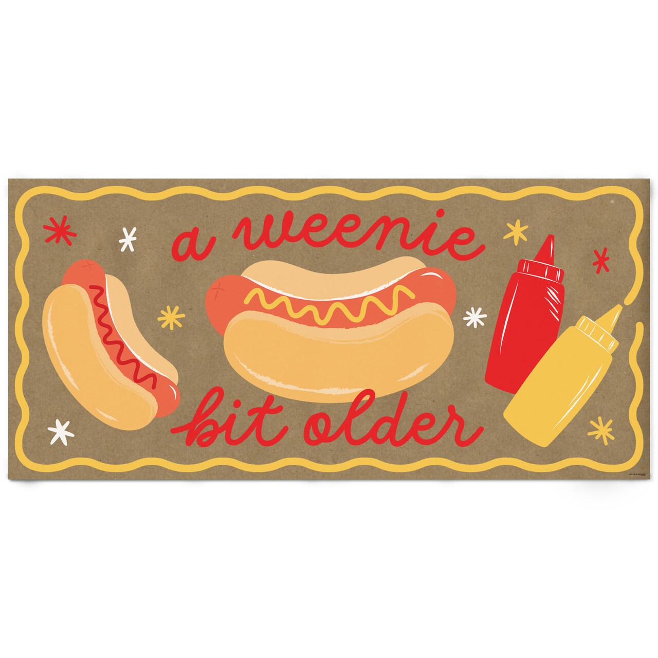 Big Dot of Happiness Hot Dog Birthday Kraft Paper Banner, A Weenie Bit Older Summer Birthday BBQ Picnic, Printed Brown Paper Party Sign Decor - 1 Ct